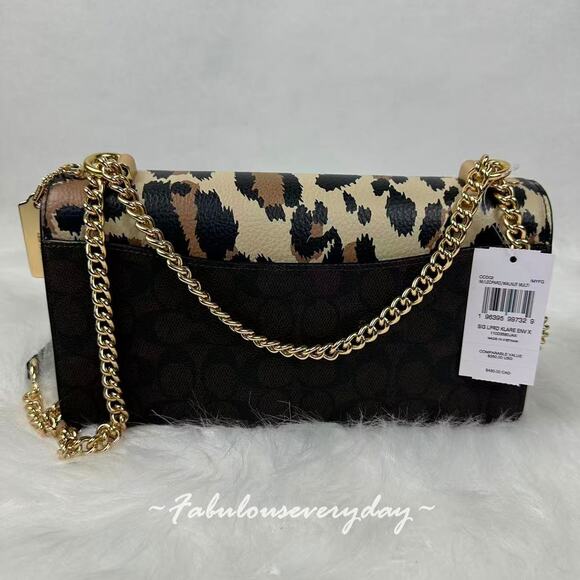 Coach Klare Envelope Crossbody Bag In Signature Canvas With Leopard Print CCD02 - Picture 3 of 7